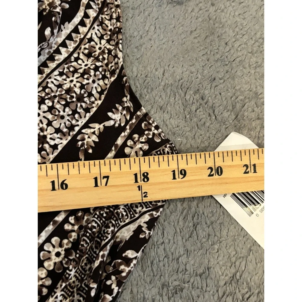 NWT Connected Apparel Jumpsuit Womens 10 Brown Geometric Striped Flowy Boho
